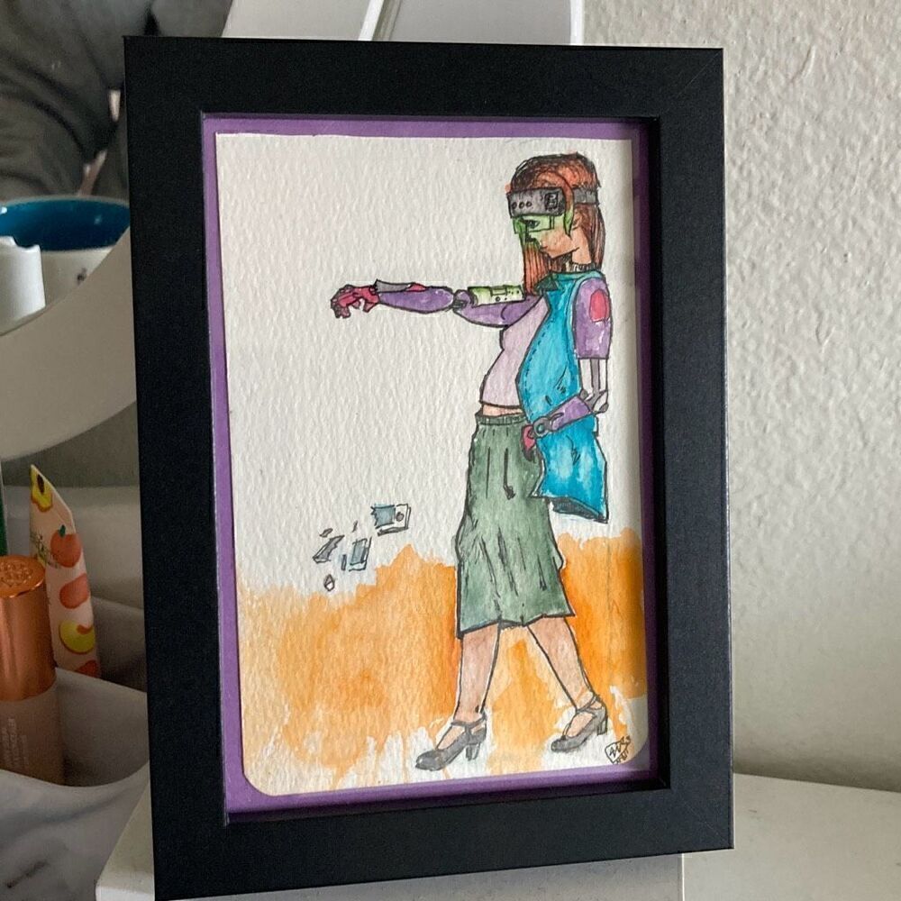Framed Watercolor and Ink Painting “thrown away”